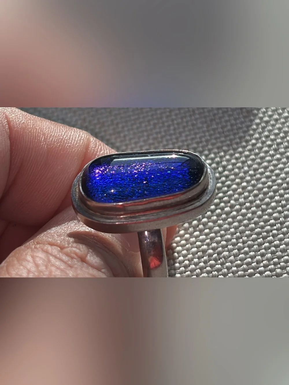Sterling Silver Glass Ring